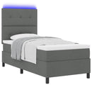 vidaXL Boxrugós ágy LED szalagokkal Sötétszürke 90 x 190 cm szövet