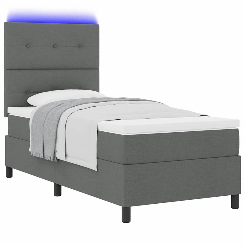 vidaXL Boxrugós ágy matracmal Sötétszürke 100 x 200 cm szövet