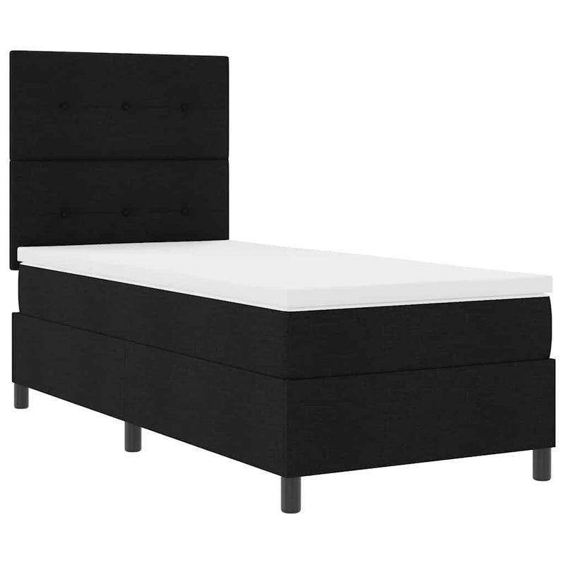 vidaXL Boxrugós ágy matracmal fejtámlával Fekete 100 x 200 cm szövet