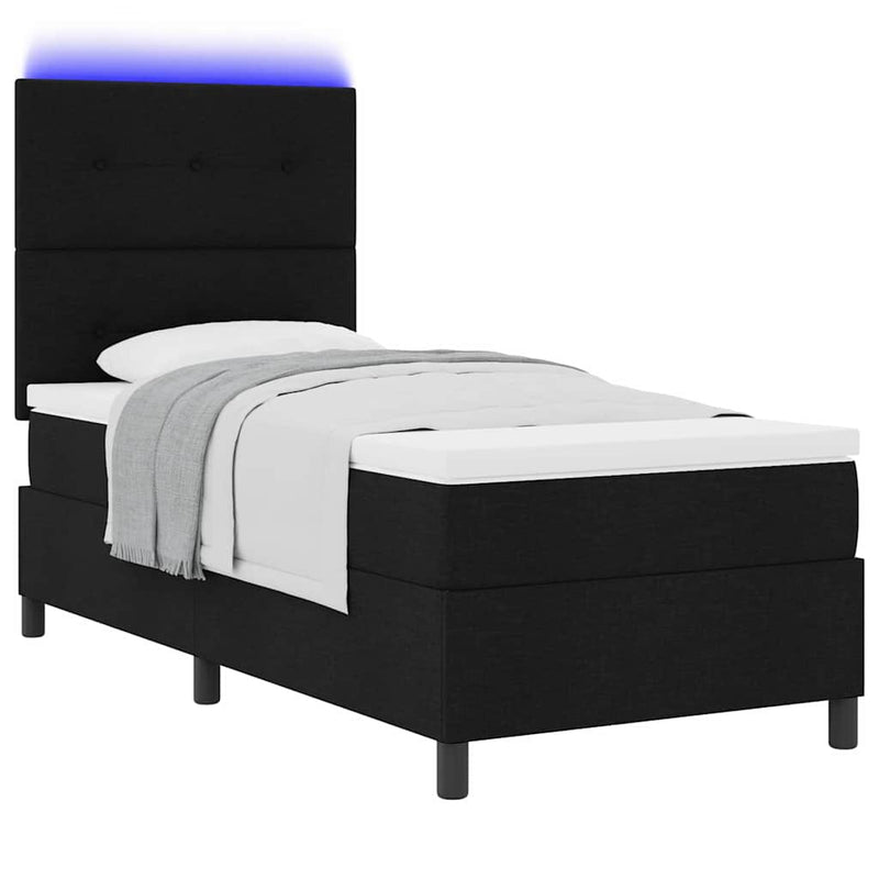 vidaXL Boxrugós ágy matracmal fejtámlával Fekete 100 x 200 cm szövet
