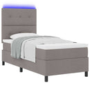 vidaXL Boxrugós ágy LED szalagokkal Tópszínű 100 x 200 cm szövet