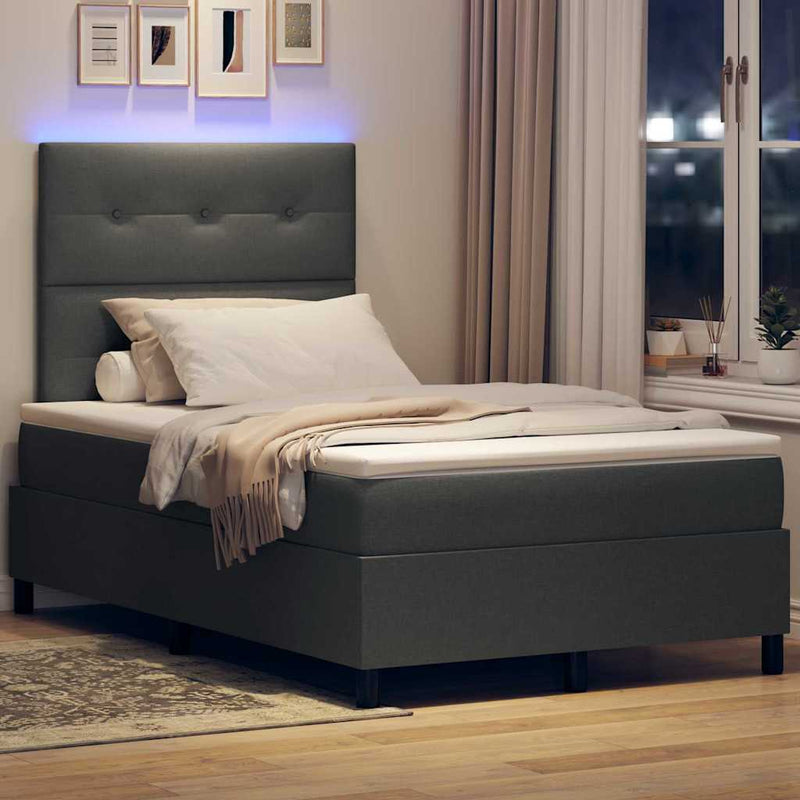 vidaXL Boxrugós ágy matracmal Sötétszürke 120 x 190 cm szövet