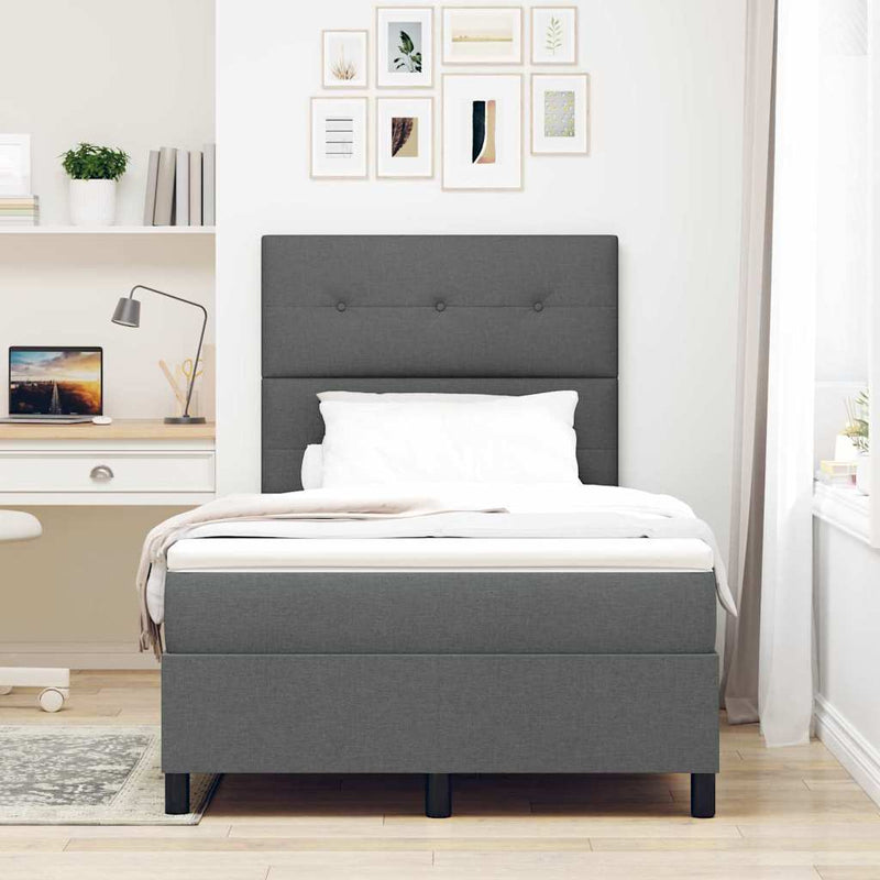 vidaXL Boxrugós ágy matracmal Sötétszürke 120 x 190 cm szövet