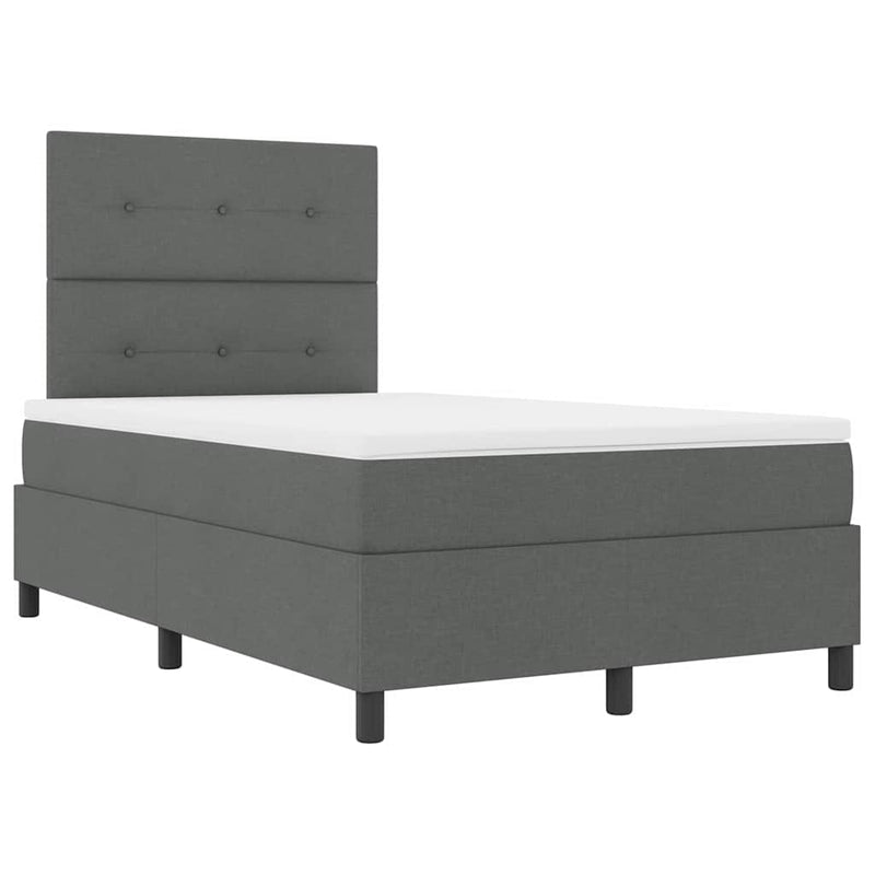 vidaXL Boxrugós ágy matracmal Sötétszürke 120 x 190 cm szövet