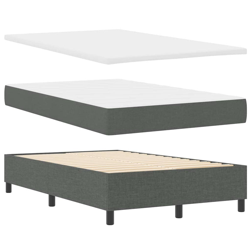 vidaXL Boxrugós ágy matracmal Sötétszürke 120 x 190 cm szövet
