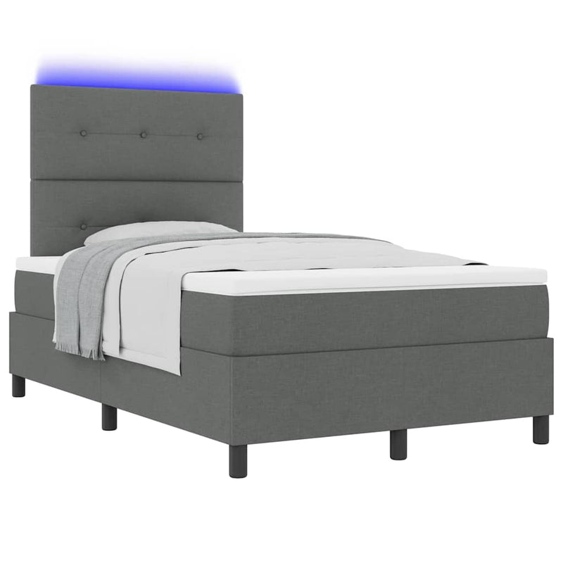 vidaXL Boxrugós ágy matracmal Sötétszürke 120 x 190 cm szövet