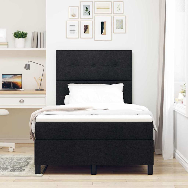 vidaXL Boxrugós ágy matracmal fejtámlával Fekete 120 x 190 cm szövet