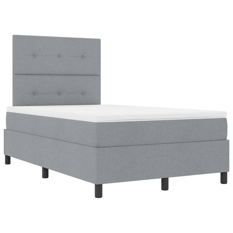 vidaXL Boxrugós ágy matracmal Világosszürke 120 x 200 cm szövet