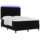 vidaXL Boxrugós ágy LED szalagokkal Fekete 160 x 200 cm szövet