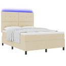 vidaXL Boxrugós ágy LED szalagokkal Krém 160 x 200 cm szövet