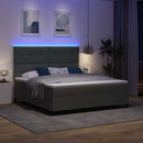 vidaXL Boxrugós ágy LED szalagokkal Sötétszürke 180 x 200 cm szövet