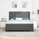 vidaXL Boxrugós ágy LED szalagokkal Sötétszürke 180 x 200 cm szövet