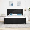 vidaXL Boxrugós ágy LED szalagokkal Fekete 180 x 200 cm szövet
