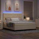 vidaXL Boxrugós ágy LED szalagokkal Krém 180 x 200 cm szövet