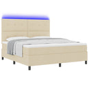 vidaXL Boxrugós ágy LED szalagokkal Krém 180 x 200 cm szövet