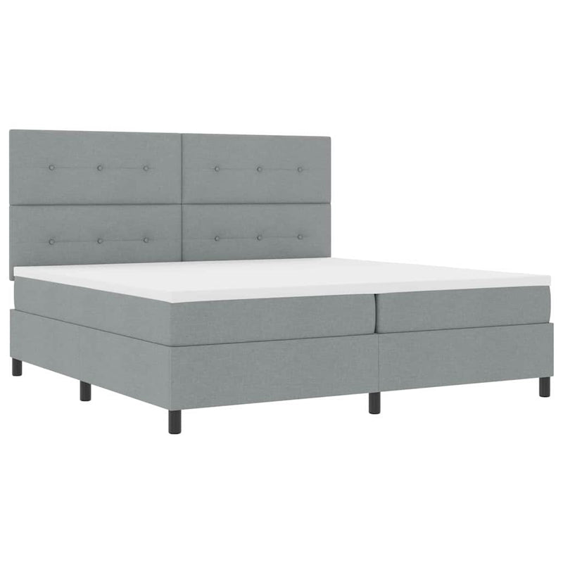 vidaXL Boxrugós ágy matracmal Világosszürke 200 x 200 cm szövet