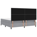 vidaXL Boxrugós ágy LED szalagokkal Világosszürke 200 x 200 cm szövet