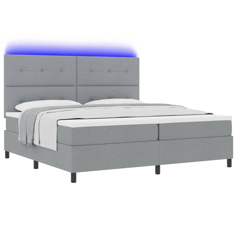 vidaXL Boxrugós ágy matracmal Világosszürke 200 x 200 cm szövet