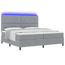 vidaXL Boxrugós ágy LED szalagokkal Világosszürke 200 x 200 cm szövet