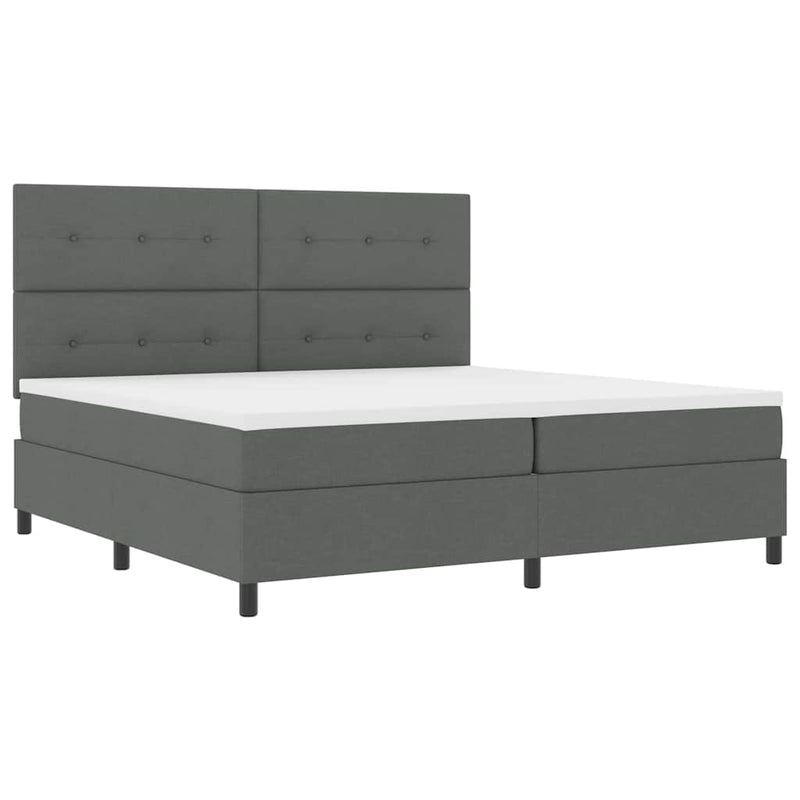 vidaXL Boxrugós ágy matracmal Sötétszürke 200 x 200 cm szövet
