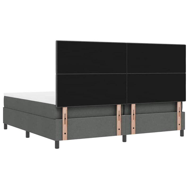 vidaXL Boxrugós ágy matracmal Sötétszürke 200 x 200 cm szövet