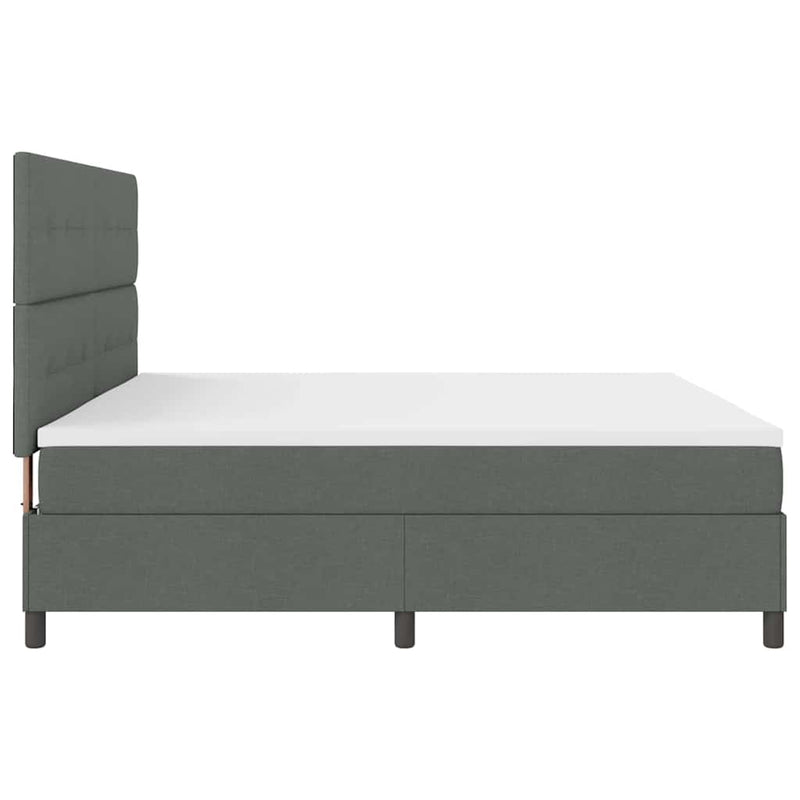 vidaXL Boxrugós ágy matracmal Sötétszürke 200 x 200 cm szövet
