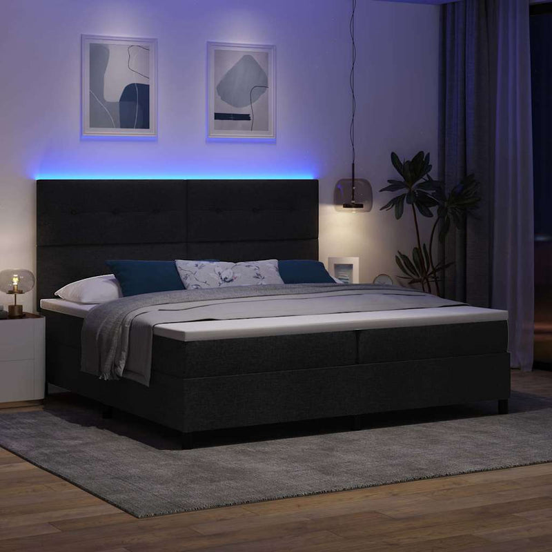 vidaXL Boxrugós ágy matracmal fejtámlával Fekete 200 x 200 cm szövet