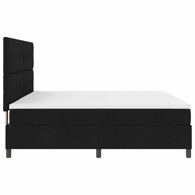 vidaXL Boxrugós ágy matracmal fejtámlával Fekete 200 x 200 cm szövet