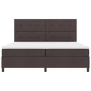 vidaXL Boxrugós ágy LED szalagokkal sötétbarna 200 x 200 cm szövet