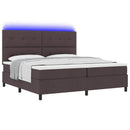vidaXL Boxrugós ágy LED szalagokkal sötétbarna 200 x 200 cm szövet