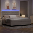 vidaXL Boxrugós ágy LED szalagokkal Tópszínű 200 x 200 cm szövet
