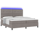 vidaXL Boxrugós ágy LED szalagokkal Tópszínű 200 x 200 cm szövet