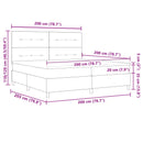 vidaXL Boxrugós ágy LED szalagokkal Tópszínű 200 x 200 cm szövet