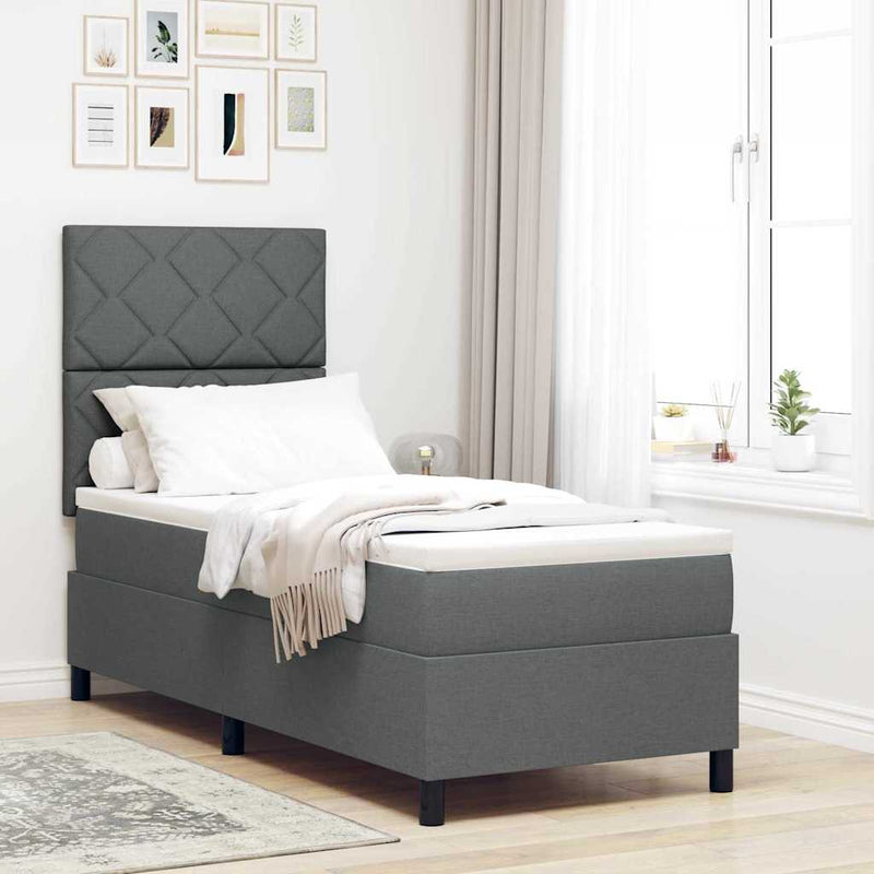 vidaXL Boxrugós ágy matracmal Sötétszürke 80 x 200 cm szövet