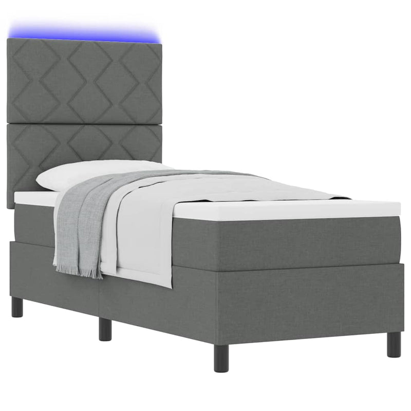 vidaXL Boxrugós ágy matracmal Sötétszürke 80 x 200 cm szövet