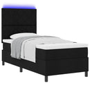 vidaXL Boxrugós ágy LED szalagokkal Fekete 90 x 190 cm szövet