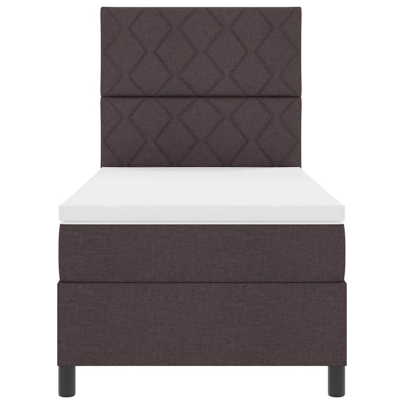 vidaXL Boxrugós ágy matracmal sötétbarna 90 x 190 cm szövet