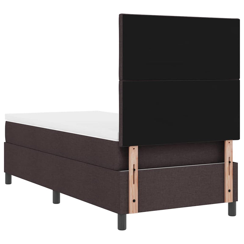 vidaXL Boxrugós ágy matracmal sötétbarna 90 x 200 cm szövet