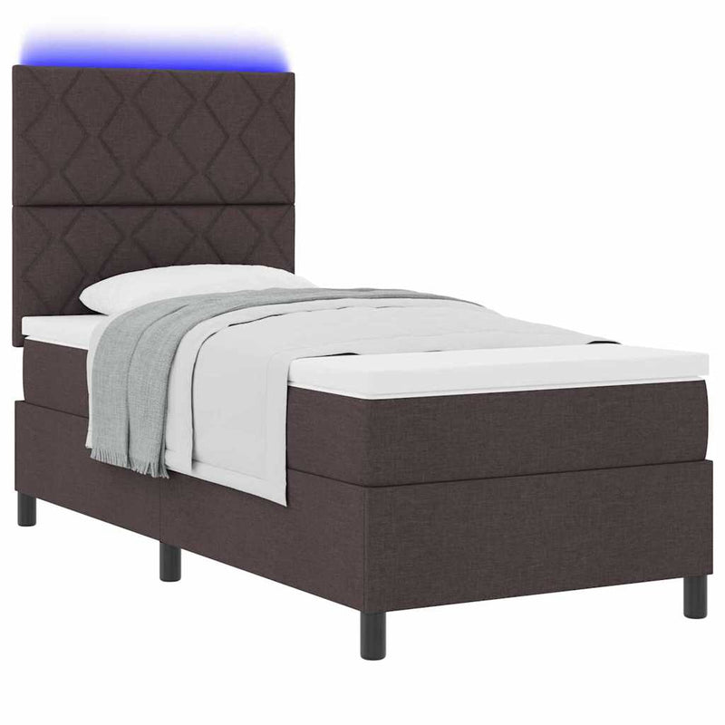 vidaXL Boxrugós ágy matracmal sötétbarna 90 x 200 cm szövet