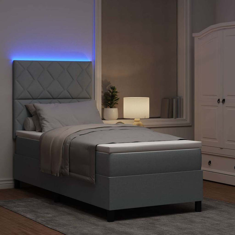 vidaXL Boxrugós ágy matracmal Világosszürke 100 x 200 cm szövet