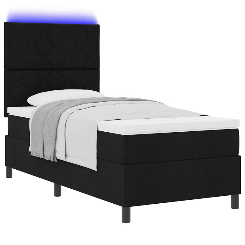 vidaXL Boxrugós ágy matracmal fejtámlával Fekete 100 x 200 cm szövet