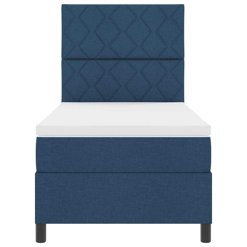 vidaXL Boxrugós ágy matracmal fejtámlával Kék 100 x 200 cm szövet