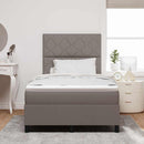 vidaXL Boxrugós ágy LED szalagokkal Tópszínű 120 x 190 cm szövet