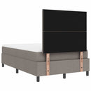 vidaXL Boxrugós ágy LED szalagokkal Tópszínű 120 x 190 cm szövet