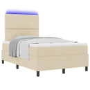 vidaXL Boxrugós ágy matracmal leddel Krém 120 x 190 cm szövet