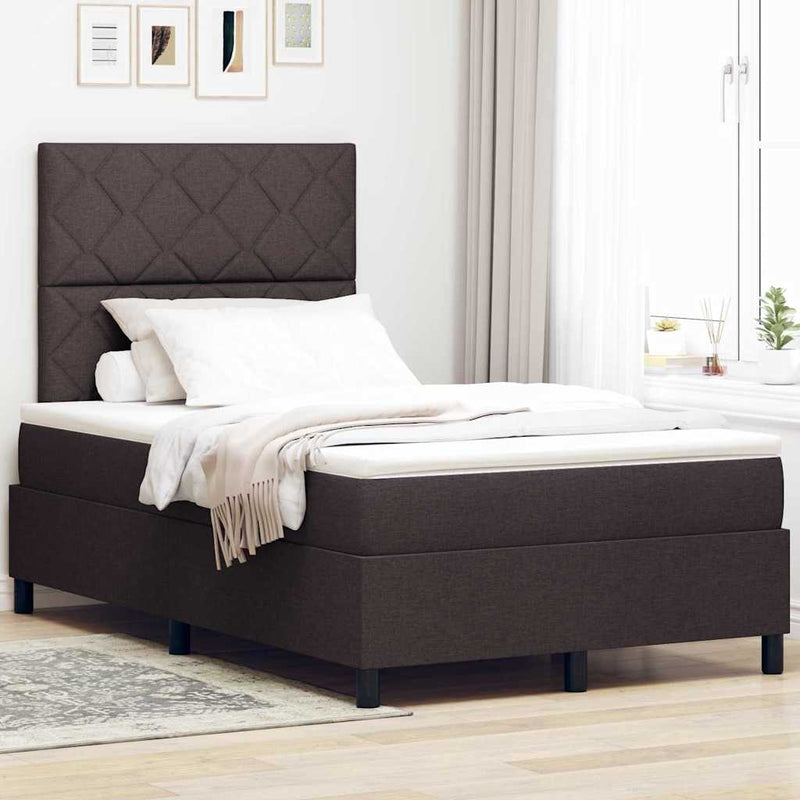 vidaXL Boxrugós ágy matracmal sötétbarna 120 x 200 cm szövet