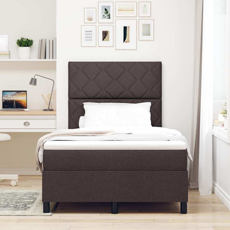 vidaXL Boxrugós ágy matracmal sötétbarna 120 x 200 cm szövet