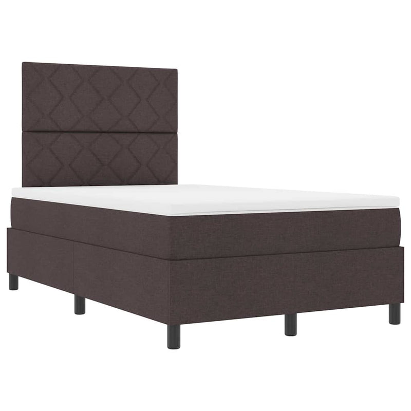 vidaXL Boxrugós ágy matracmal sötétbarna 120 x 200 cm szövet