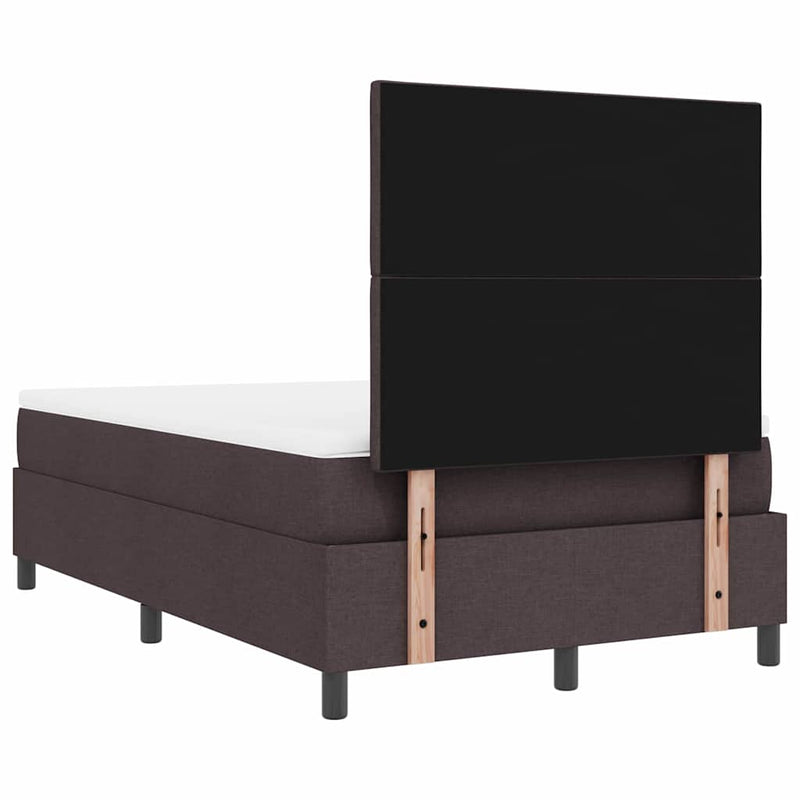 vidaXL Boxrugós ágy matracmal sötétbarna 120 x 200 cm szövet