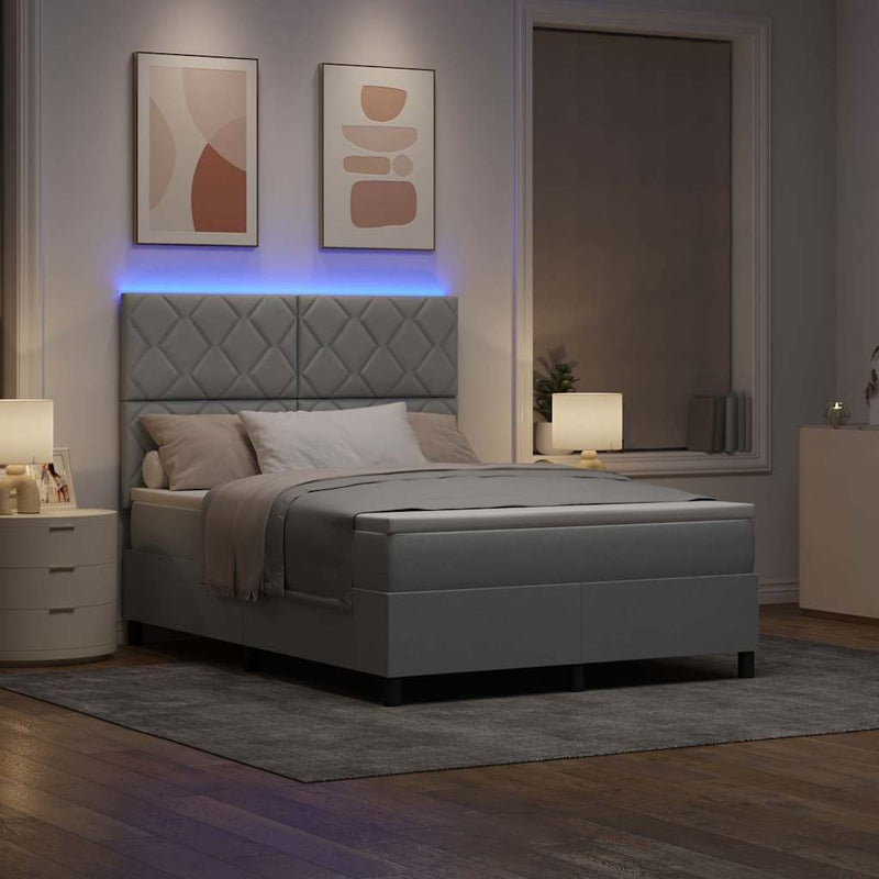 vidaXL Boxrugós ágy matracmal Világosszürke 140 x 190 cm szövet